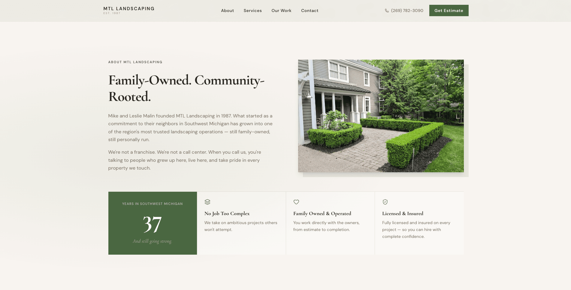 MTL Landscaping website